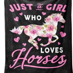 Black and Pink Horse Print Blanket